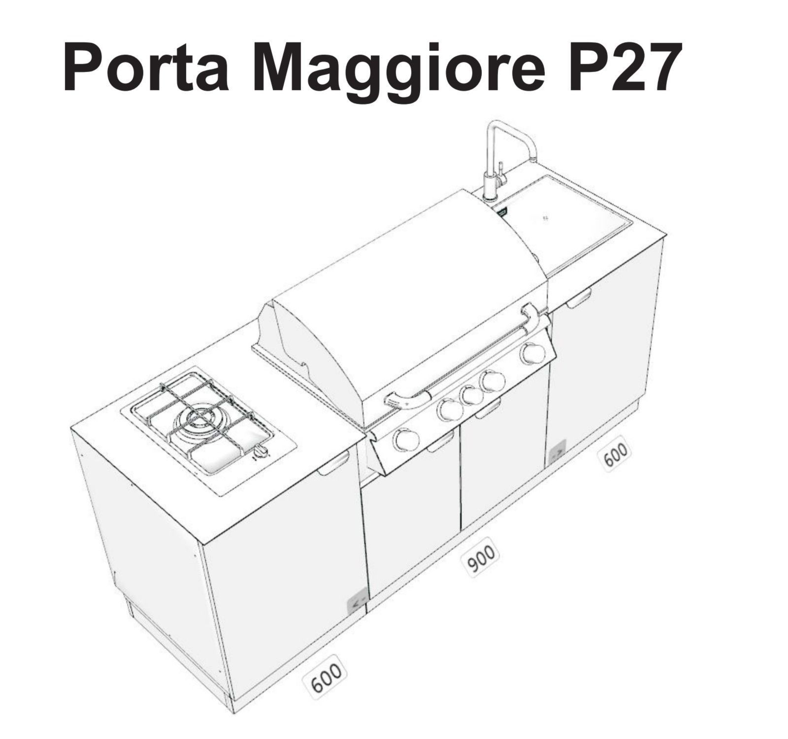 Газовая плита из нержавеющей стали с барбекю OF outdoorkitchens Porta Maggiore ARCH-00088488 - Вид №5