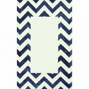 Ковер Zig Zag синий с квадратом 140х200 DOLLY CAPRETS ДИЗАЙНЕРСКИЕ, ЗИГ ЗАГ 015185 Белый;синий