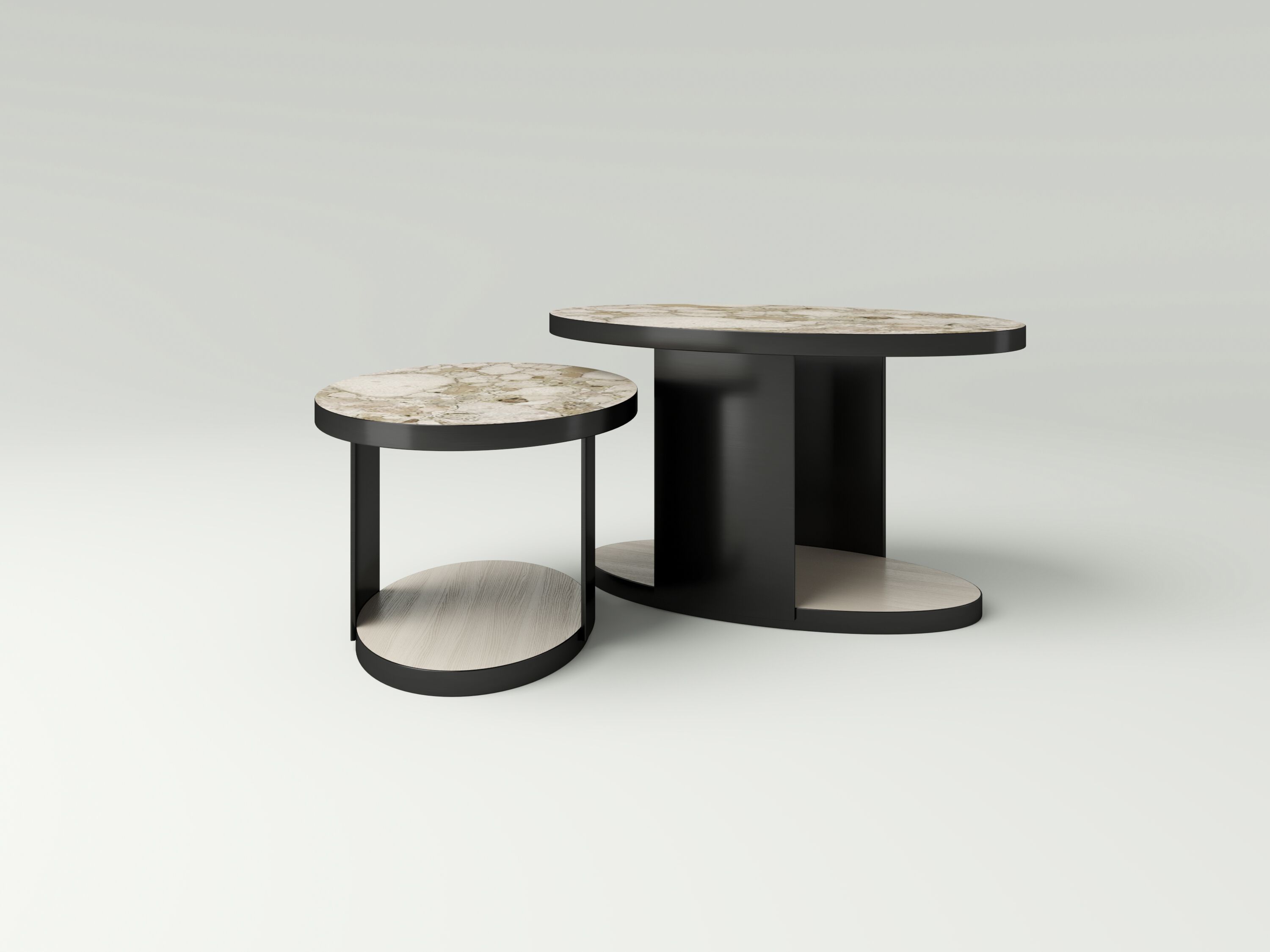 Овальный журнальный столик из дуба, стали и камня NITZAN HOME DUO ARCH-00108899 - Вид №1