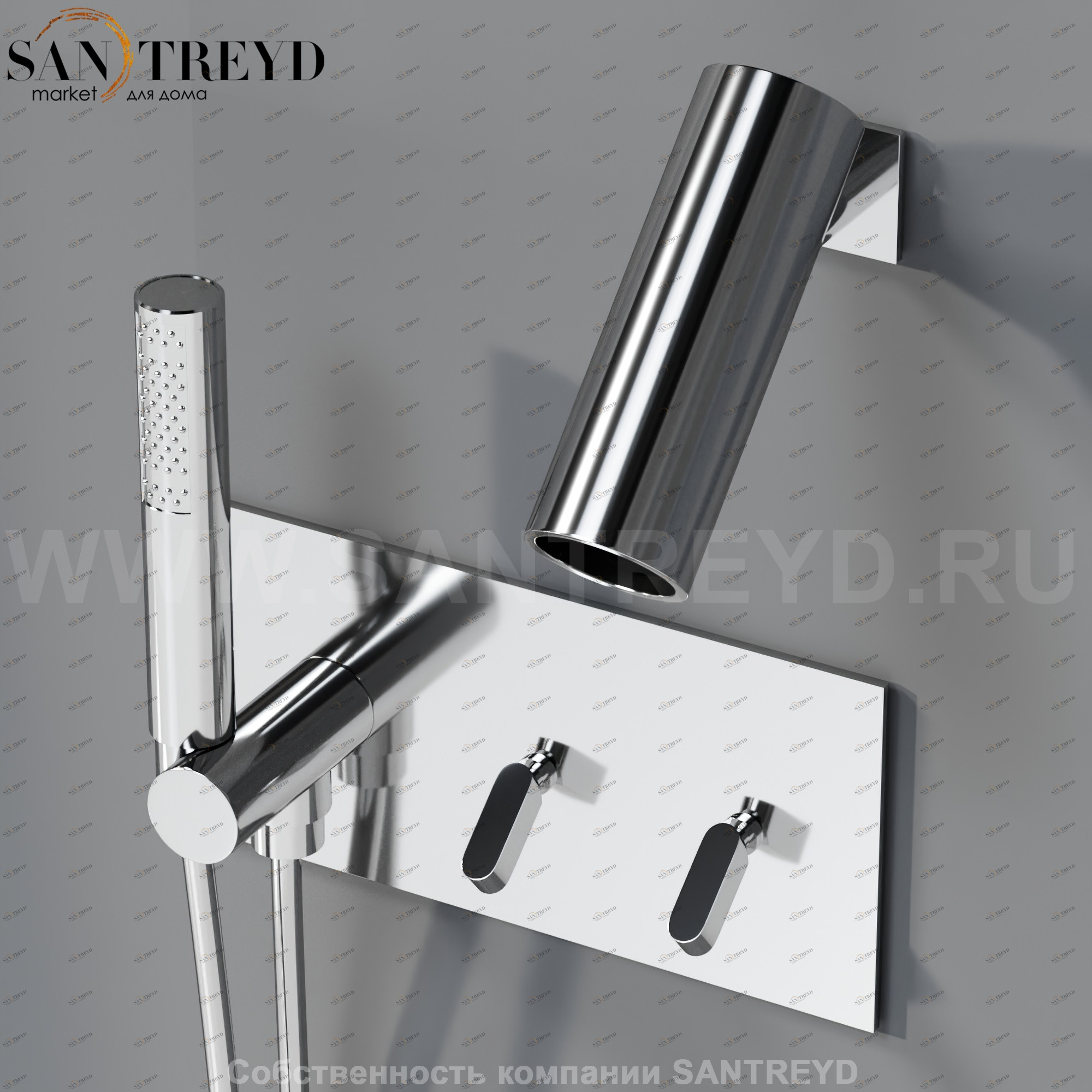 Душевая система с душевой лейкой ARUB0941NS SQUARE хромированная Agape