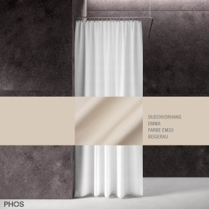DV-EMMA200-160-EM20 Занавеска для душа эмма бежево-серая, длина 200 см, ширина 160 см. PHOS