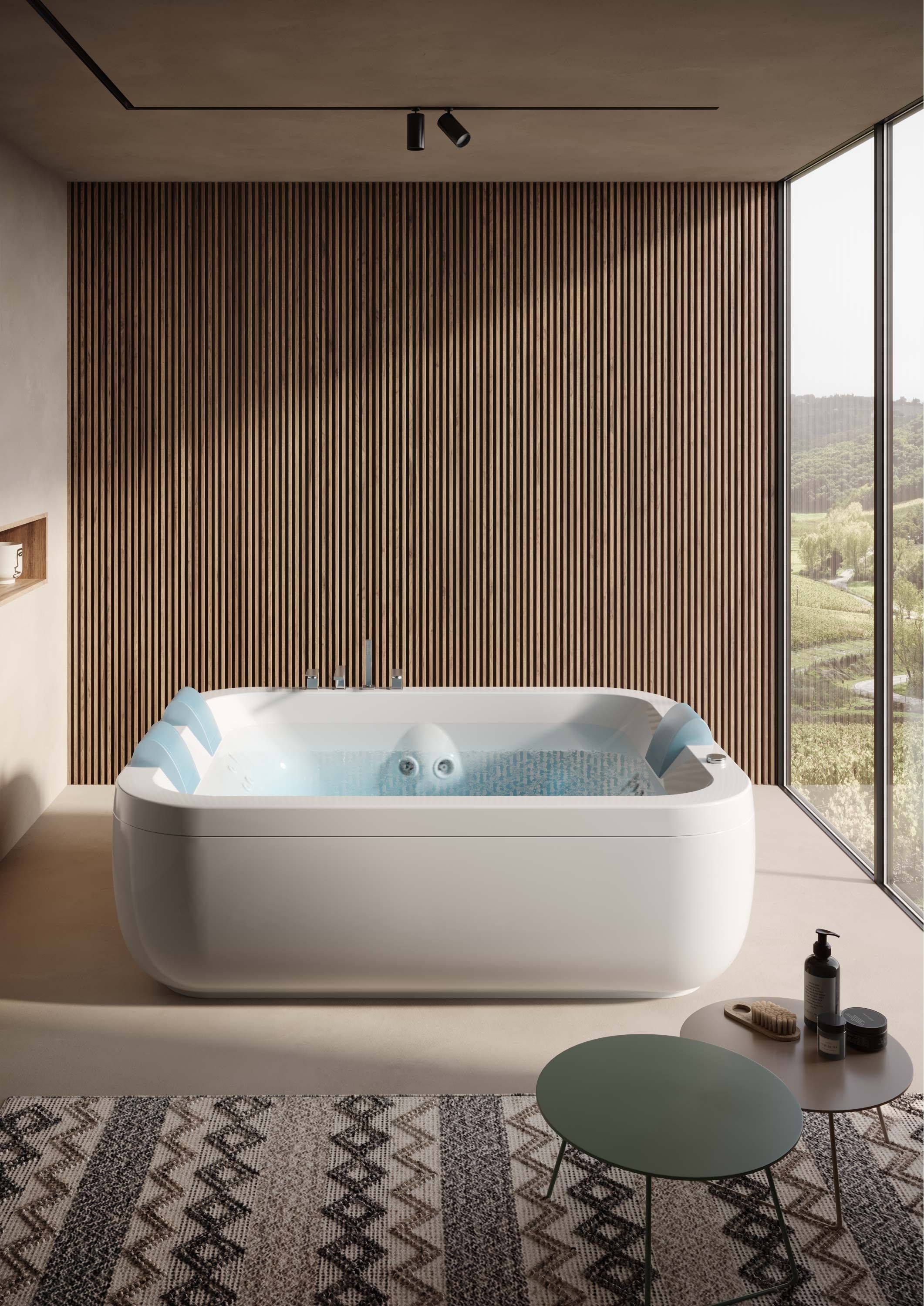 Ванна в центре комнаты с гидромассажем с хромотерапией Jacuzzi® Aquasoul ARCH-00061359 - Вид №1