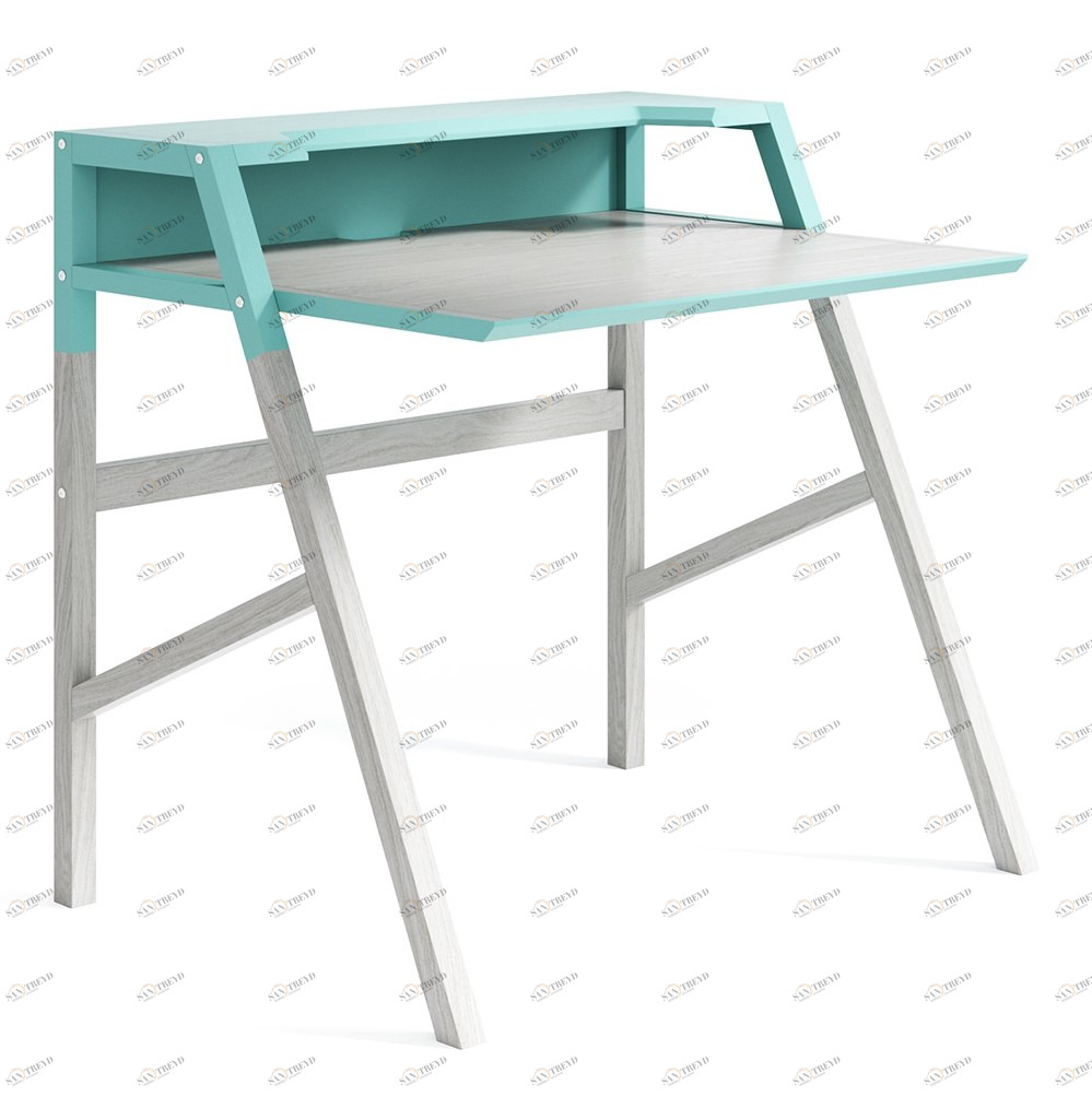 Компьютерный стол с полкой беленый дуб, мятный Youk THE IDEA  210621 Беленый дуб;бежевый 