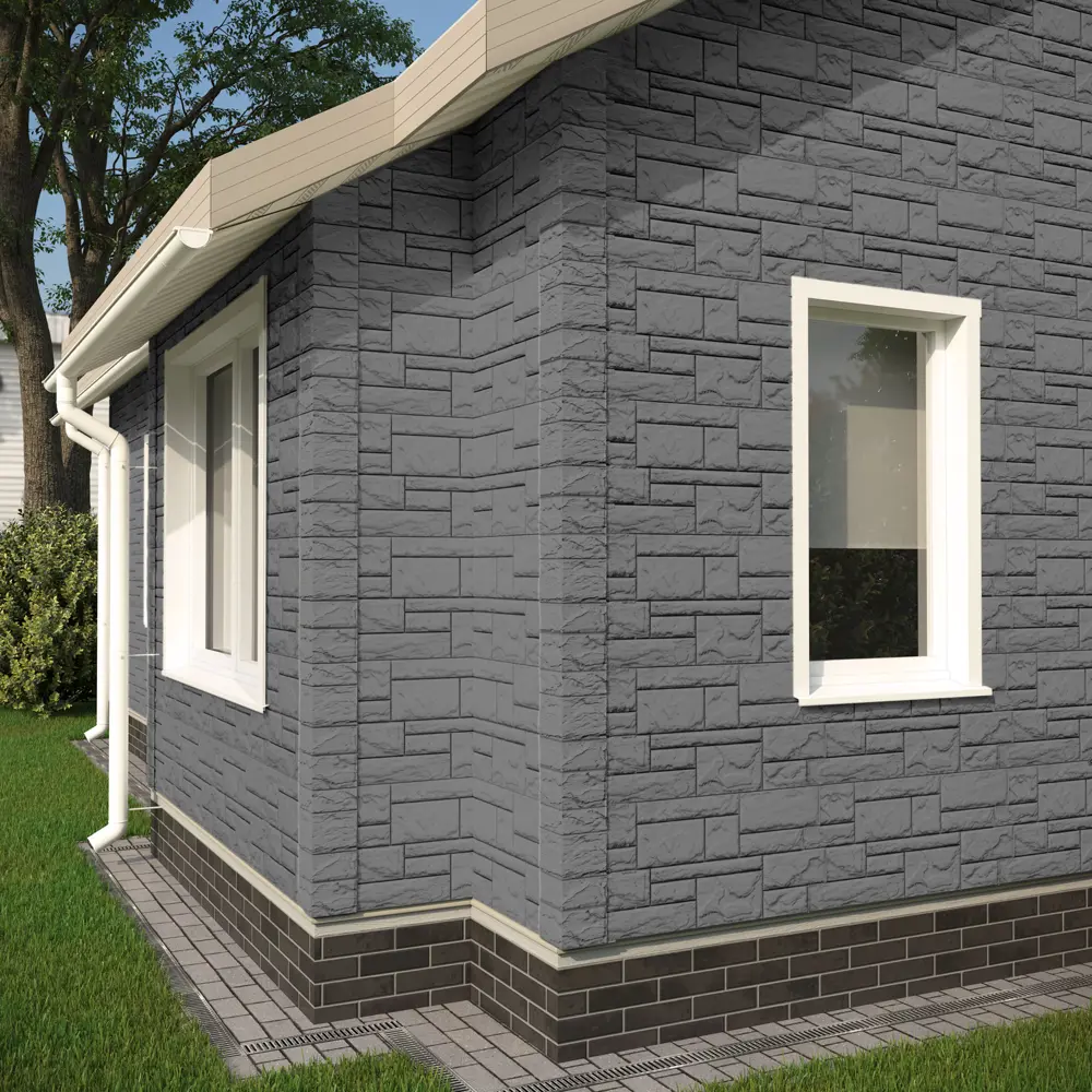 Фасадная панель Dacha слоистый камень 930x406 мм серый 0.38 м² DÖCKE Сланец STLM-2099694 - Вид №3