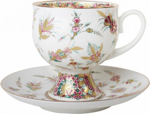 10595256 Императорский фарфоровый завод Чашка с блюдцем "Классическая" "Золотые ветви" Фарфор костяной