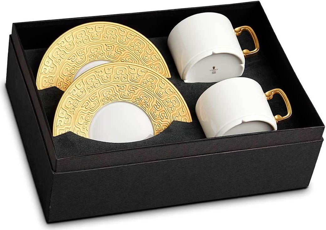 10571411 L’Objet Набор из 2 чашек чайных с блюдцами 230мл "Династия "Хань" (золотой декор) п/к Фарфор 
