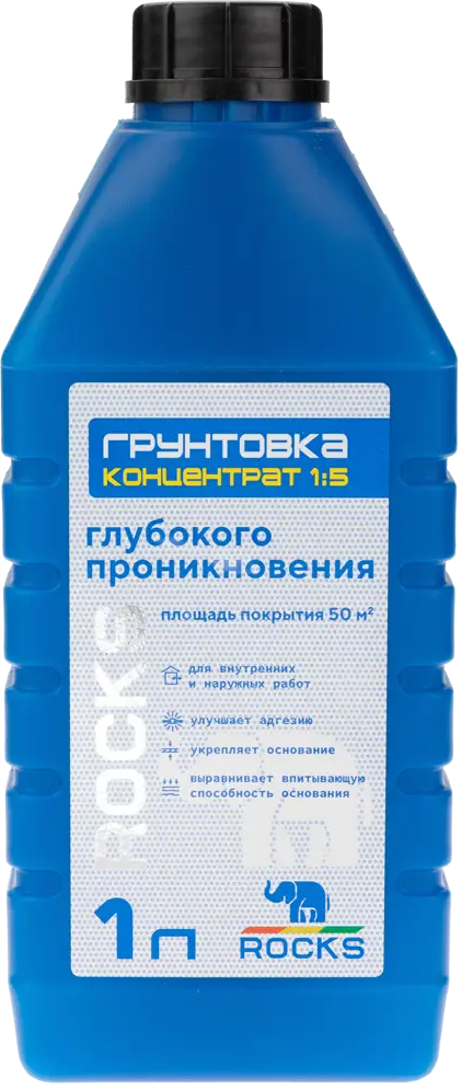 Грунт-концентрат глубокого проникновения Rocks 1 л для укрепления оснований 86533910