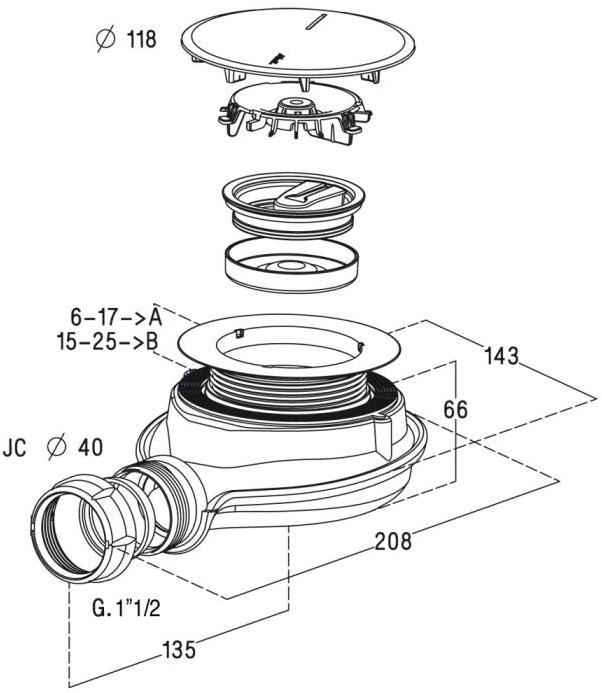 Redi Слив для душевых поддонов с магнитным сифоном Nicoll Tbfloxs - Вид №1