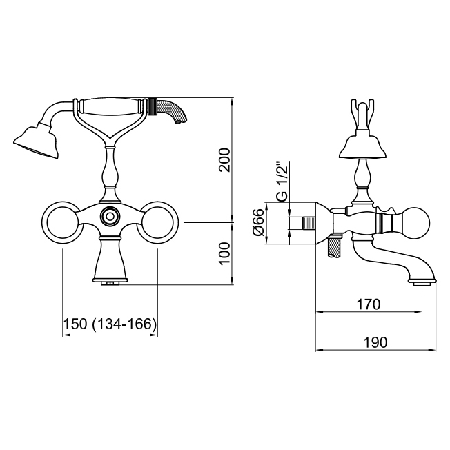 KA720201010 Смеситель для ванны Webert Karenina  - Вид №1