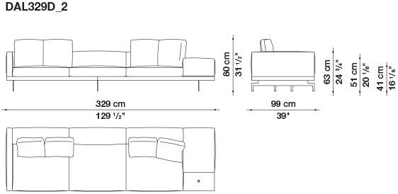 B&B Italia 3-х местный тканевый диван с шезлонгом Dock sun-id-1355318 - Вид №24
