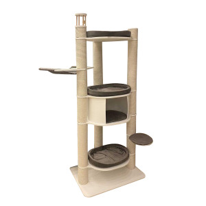 ПР0057370 Игровой комплекс для кошек Prestige-4, цвет белый, серые подушки 190см MYSNOOPY