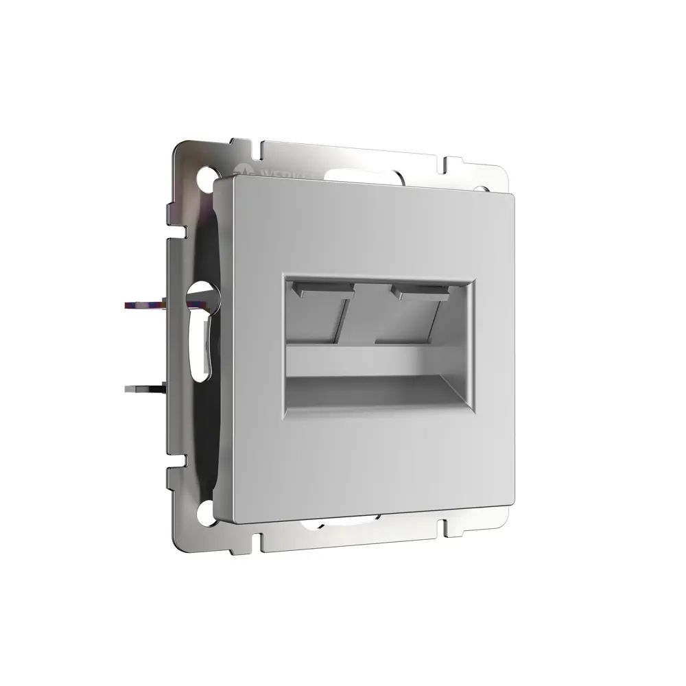 Розетка компьютерная двойная встраиваемая Werkel RJ45 цвет серебряный Встраиваемые механизмы STLM-2056798 - Вид №1