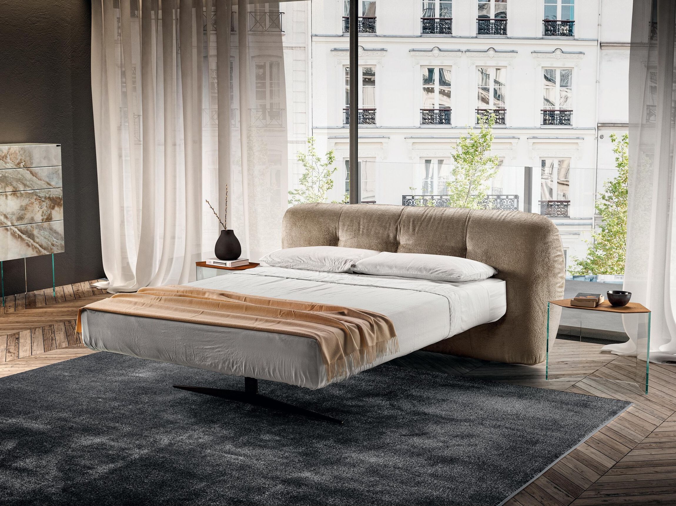 Двуспальная кровать из ткани с мягким изголовьем Lago BOUNTY - 1807 ARCH-00089248