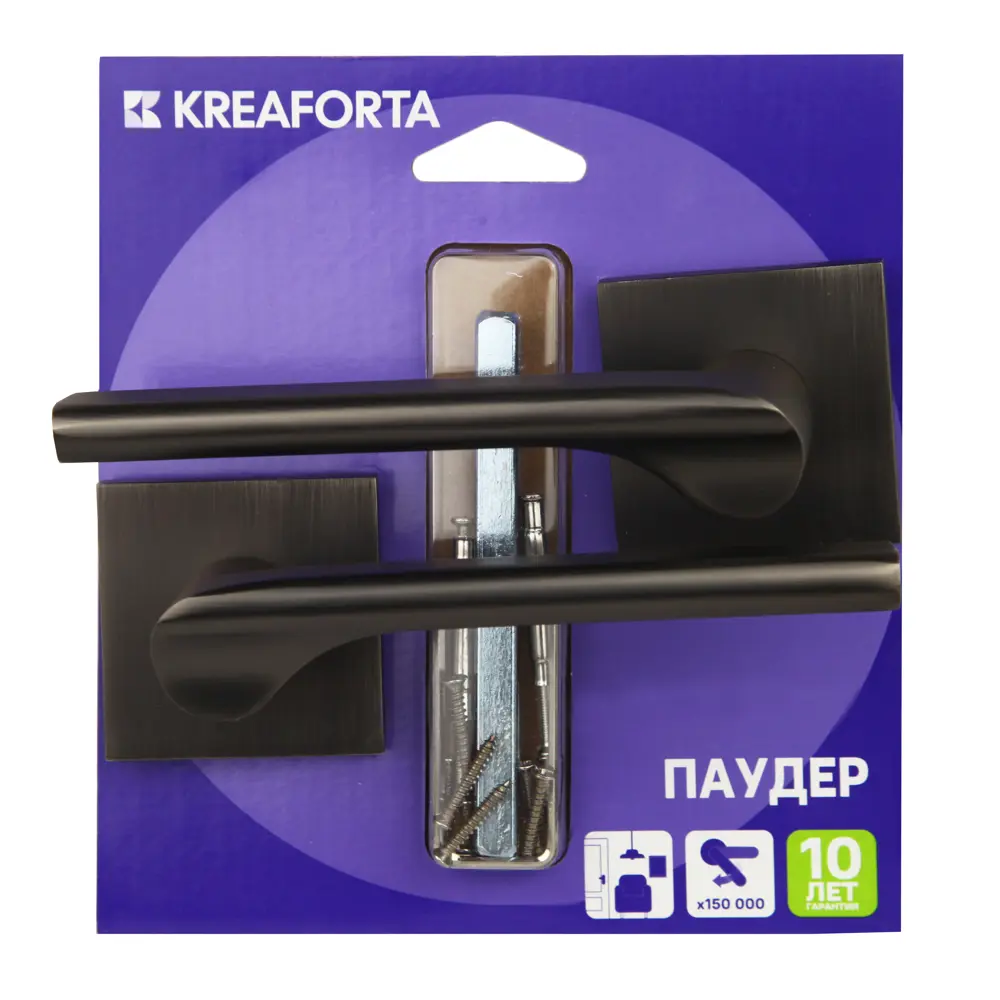 Дверная ручка на розетке KREAFORTA Паудер без запирания цвет графит 89450117 STLM-2149196  - Вид №3