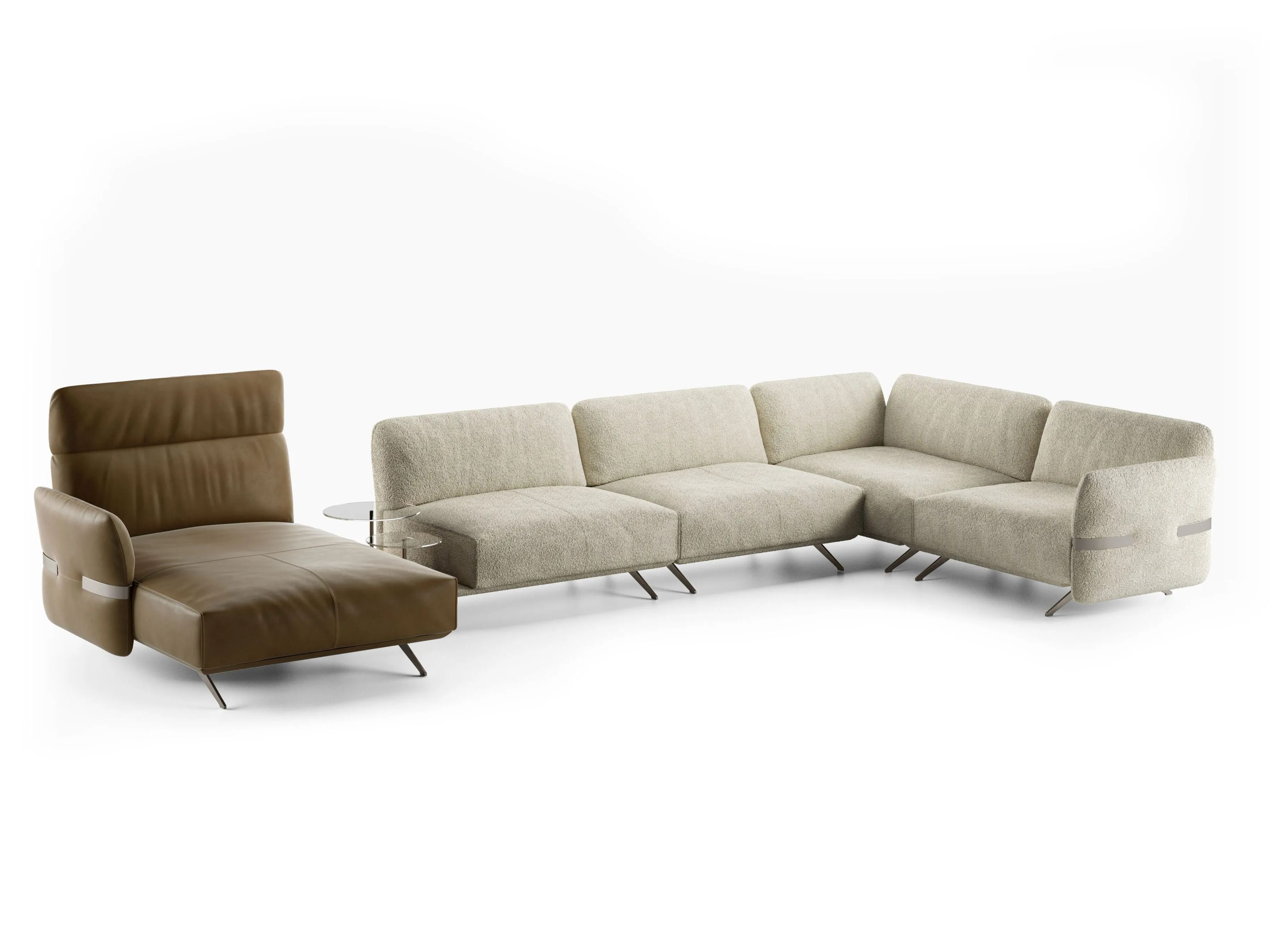 Секционный диван из кожи и ткани Natuzzi Italia Solar ARCH-00062423