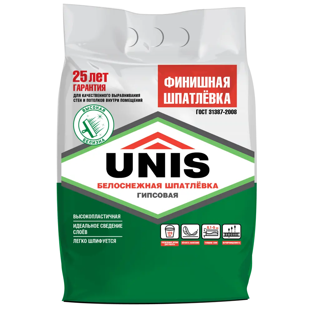 Шпатлевка гипсовая финишная Unis 5 кг STLM-2024193