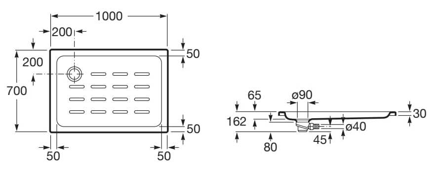 Прямоугольный нескользящий акриловый поддон для душа Roca Easy ARCH-00060243 - Вид №3
