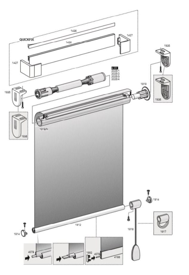 Система установки рулонных штор Mottura SLOW 1925 QUICKFIX ARCH-00121043 - Вид №2