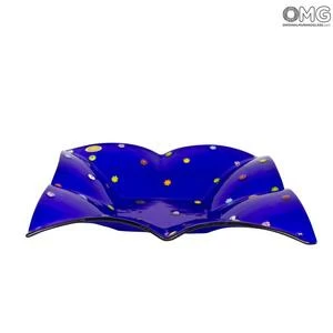 2746 ORIGINALMURANOGLASS Квадратное блюдце для мелочей Флай - синее - Original Murano Glass OMG 22 см