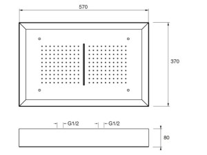 Прямоугольная потолочная душевая головка с освещением