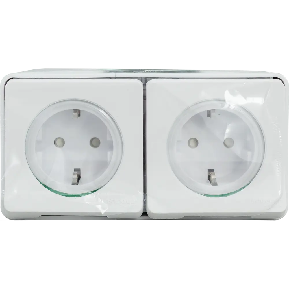 Розетка двойная накладная влагозащищённая Schneider Electric Mureva Styl с заземлением с крышкой и шторками IP55 белый 82307261 STLM-2053286 - Вид №5