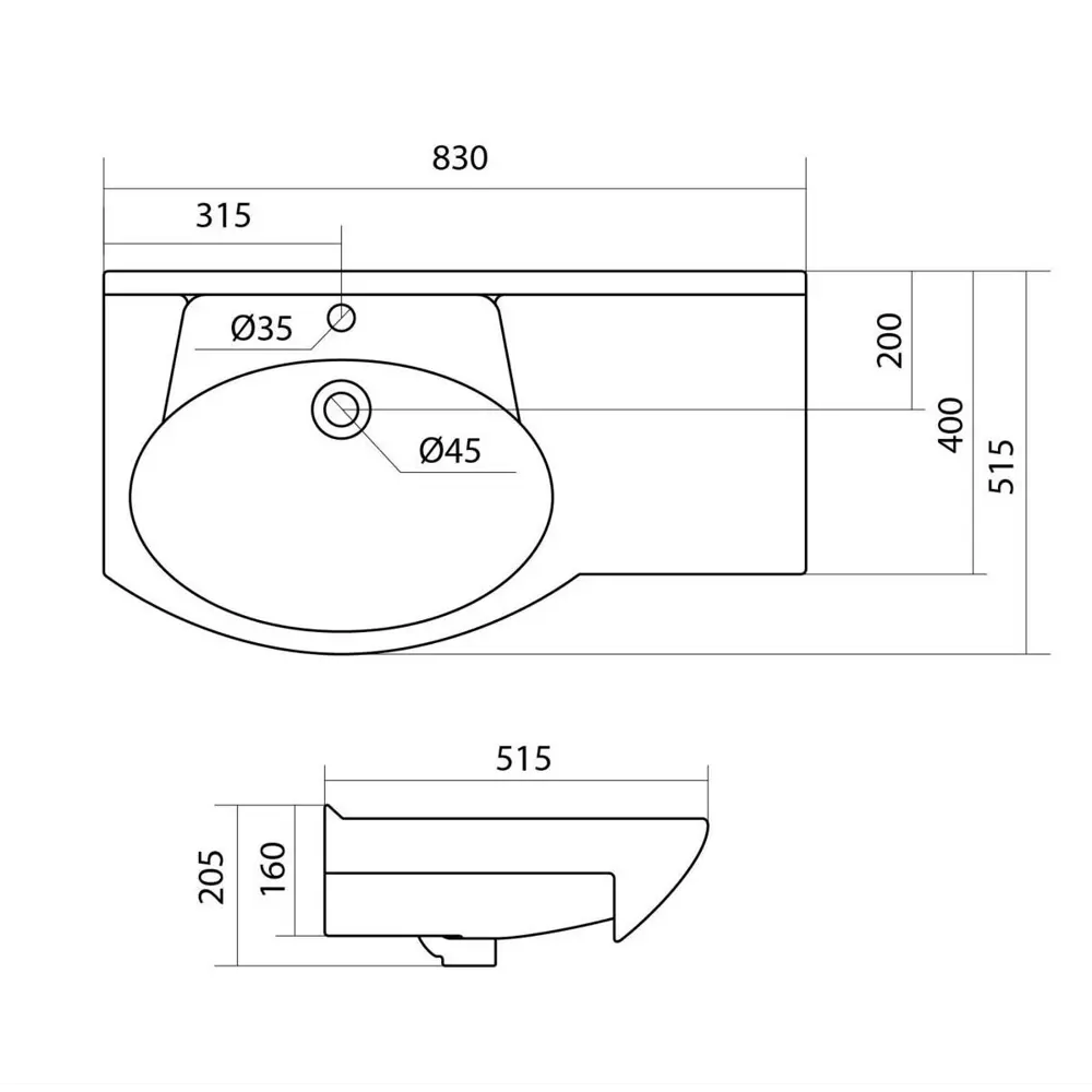 Раковина Коралл 85 см правая 18386503 STLM-2202078 Santreyd - Вид №2