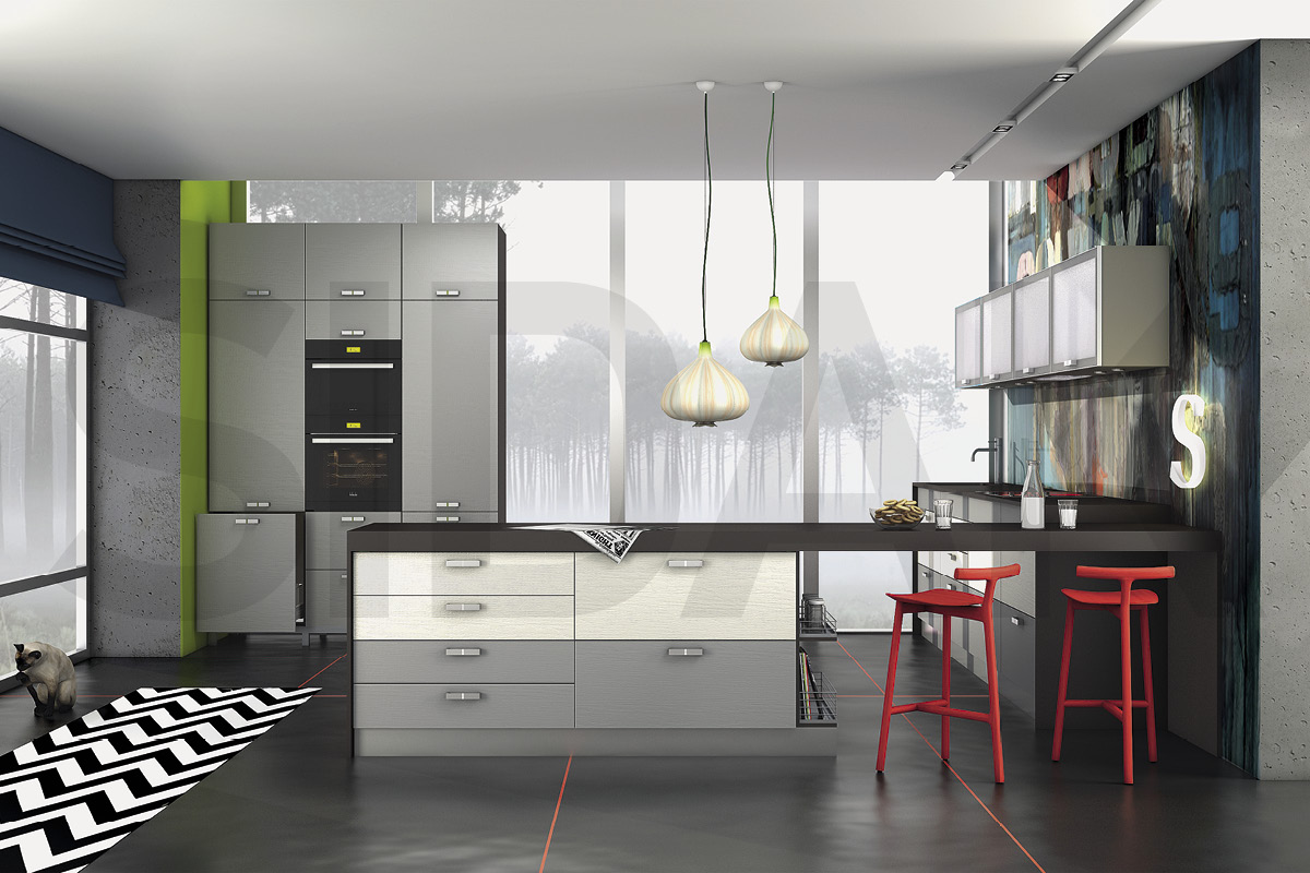 Фасады для кухни Модерн Фрезеровка «Модерн» Лава матовая SL12 SIDAK SIST181-1039 - Вид №1