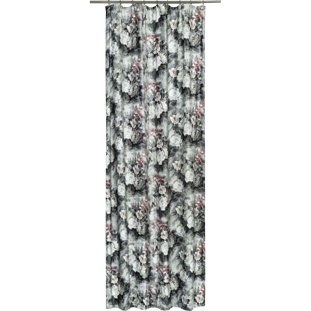 Штора на ленте «Акварель» 160х260 см полиэстер цветы цвет серый AMORE MIO STLM-2085797