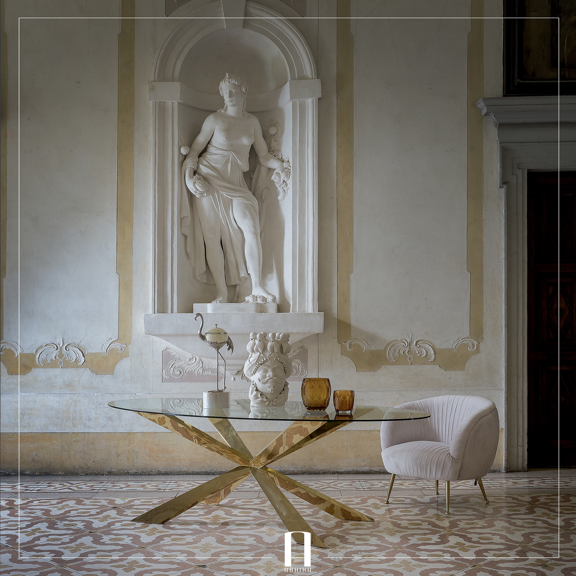 450250-35 ABHIKA ТАБЛИЦА ОВАЛИЯ H75 220X110 RUST/COPPER  - Вид №6