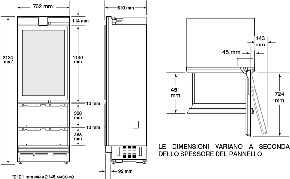 Sub-Zero Вертикальный винный шкаф из нержавеющей стали со стеклянной дверцей класса a + Cantine vino Icbiw-30r  - Вид №5