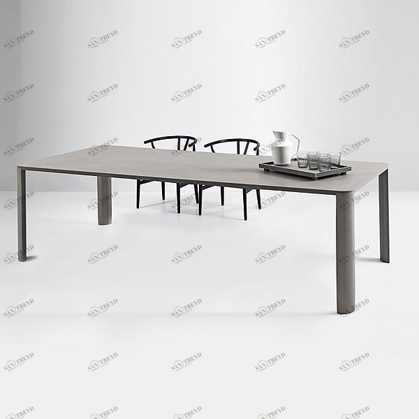 СТОЛ ОБЕДЕННЫЙ ИЗ КАМНЯ MAHON 180X90 СМ PAT GREY Neutra Design MT1809010