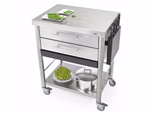 Отдельно стоящий кухонный модуль из нержавеющей стали с ручками