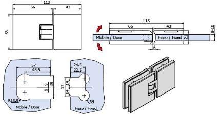 Metalglas Bonomi Петля замак для душевого бокса  B-306  - Вид №2