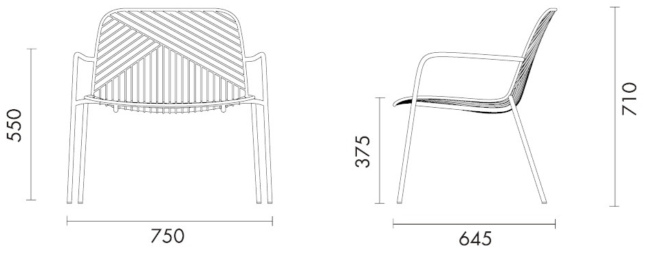 Grado Design Кресло из стали с порошковым покрытием с подлокотниками Sketch Skt-ch-lg - Вид №4