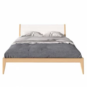 Кровать двуспальная 200х200 см деревянная с белым изголовьем и решеткой Fly BRAGIN DESIGN REPLACE 00-3862357 Бежевый