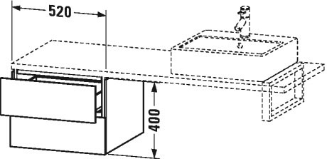 LC583704949 Шкафчик для консоли L-Cube #LC5837 520 x 547 мм Графит матовый, декор Duravit - Вид №1