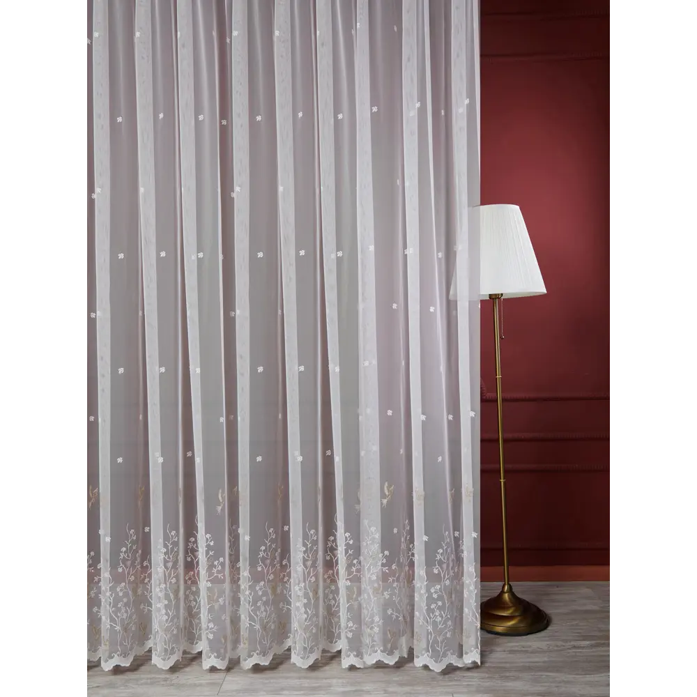 Тюль 1 м/п Птички сетка 280 см цвет бело-бежевый 85337330 STLM-2182361 ELIT HOME 