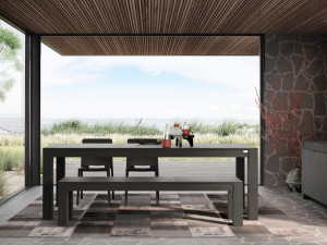 Выдвижной прямоугольный обеденный стол из черного ясеня