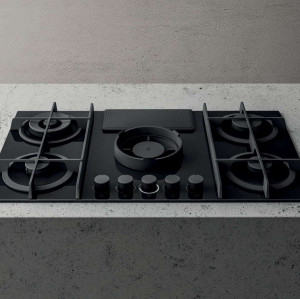 NIKOLATESLA FLAME BL/F/88-PRF0147741A Газовая варочные панели / газ, с вытяжкой, 900 м3/ч, черная Elica