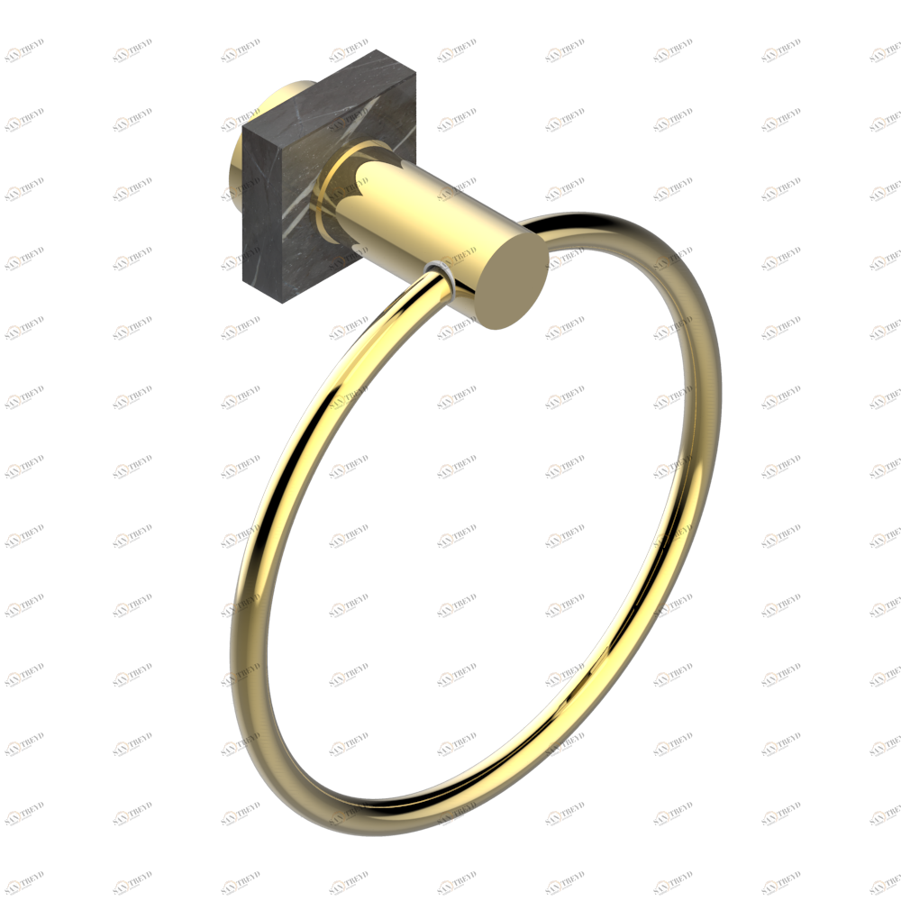 G3U-504N Полотенцедержатель-кольцо-Ø 180 мм одинарное Thg-paris Montaigne marbre Leonardo Grey с рукоятками Покрытие PVD золотистый цвет G3U-504N CAT.F