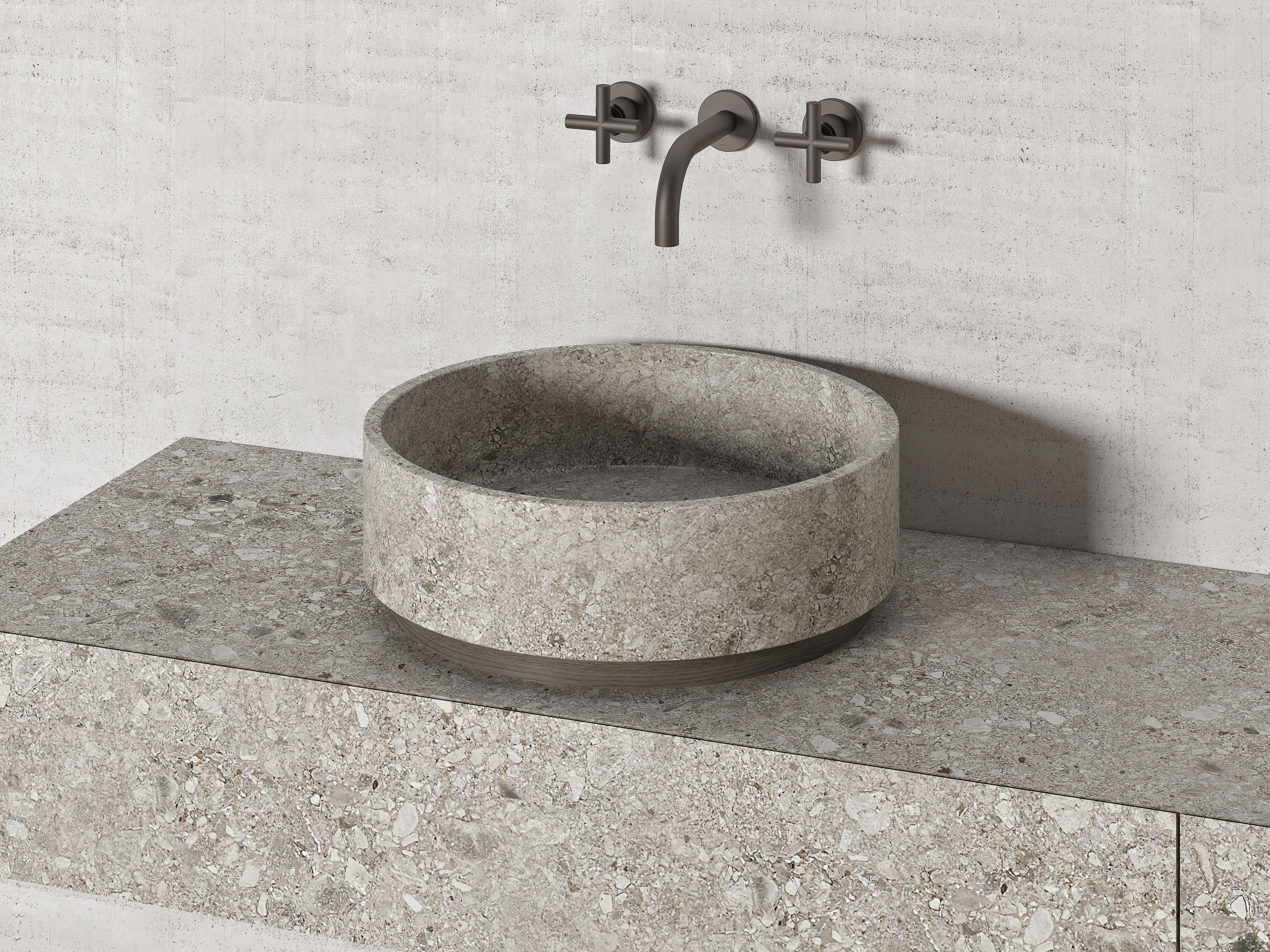 Круглый умывальник из натурального камня Davani Parallel ARCH-00102368