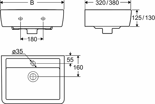 85012 Подвесная раковина настенная прямоугольная IFO  белая  - Вид №3