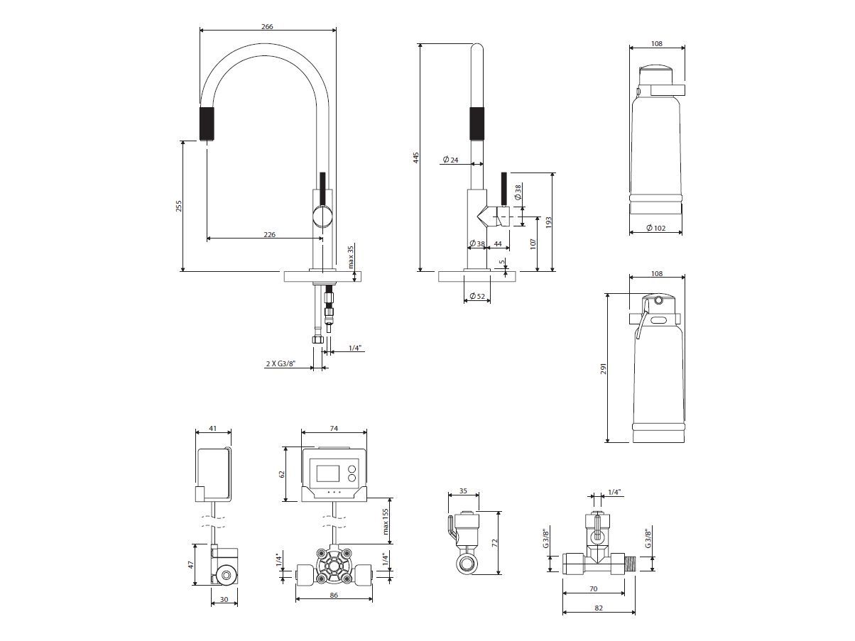 Палуба кухонный смеситель с очистителем OMNIRES SWITCH SW9057-FD1 ARCH-00142763 - Вид №20