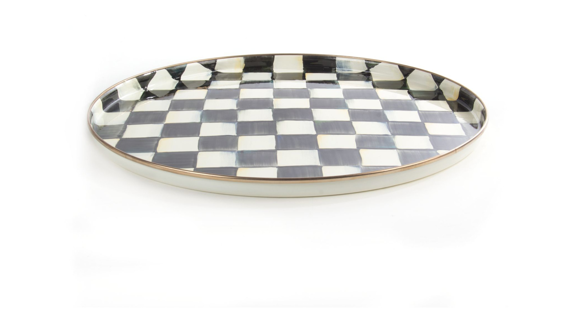 10654520 Mackenzie-Childs Поднос круглый Courtly Check Сталь  - Вид №1