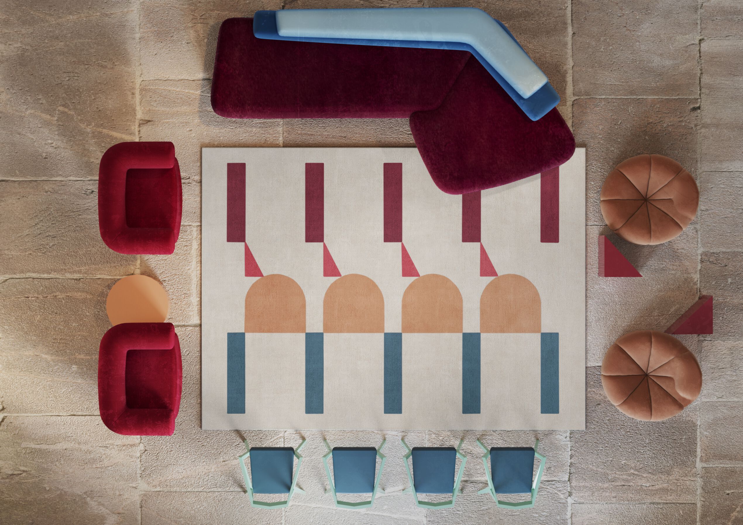 Прямоугольный шерстяной ковер Tapis Rouge узор ARCH-00150744 - Вид №12