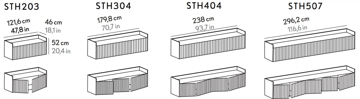 Низкий деревянный шкаф для телевизора с распашными дверцами Punt Stockholm ARCH-00119335 - Вид №8