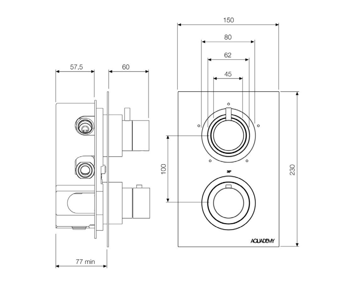 Термостатический смеситель для душа с 2 отверстиями Aquademy круглый ARCH-00074339 - Вид №2