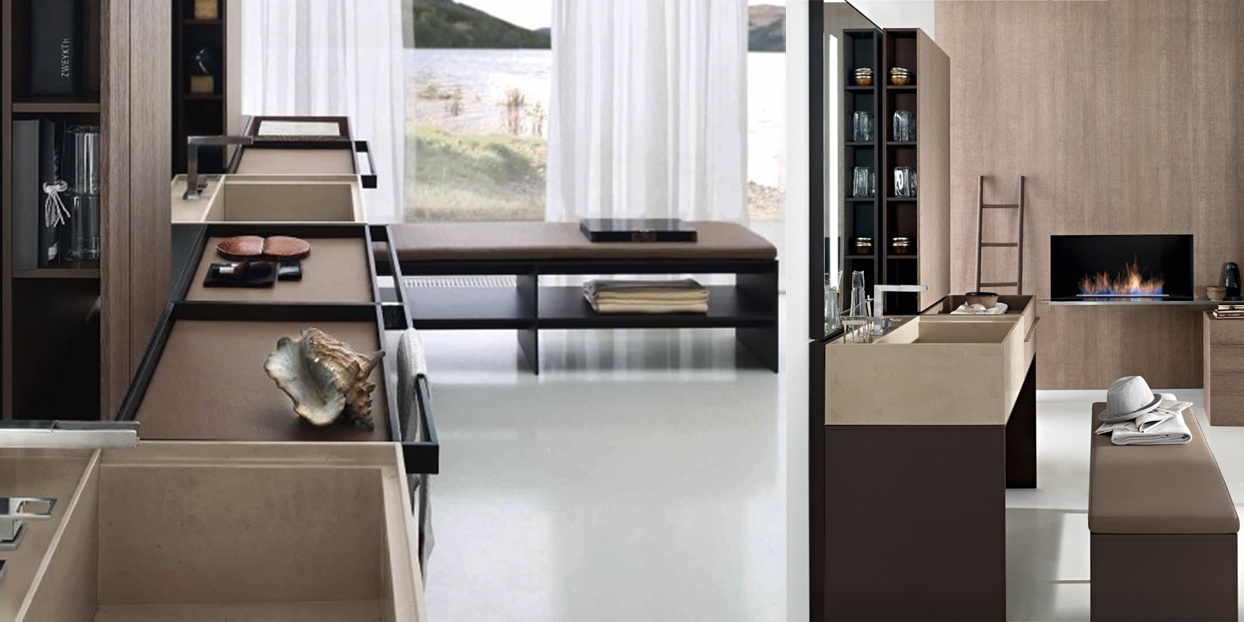 Toscoquattro Скамья для ванной с полками для вещей ELEMENTS коричневый 40D28MO - Вид №1