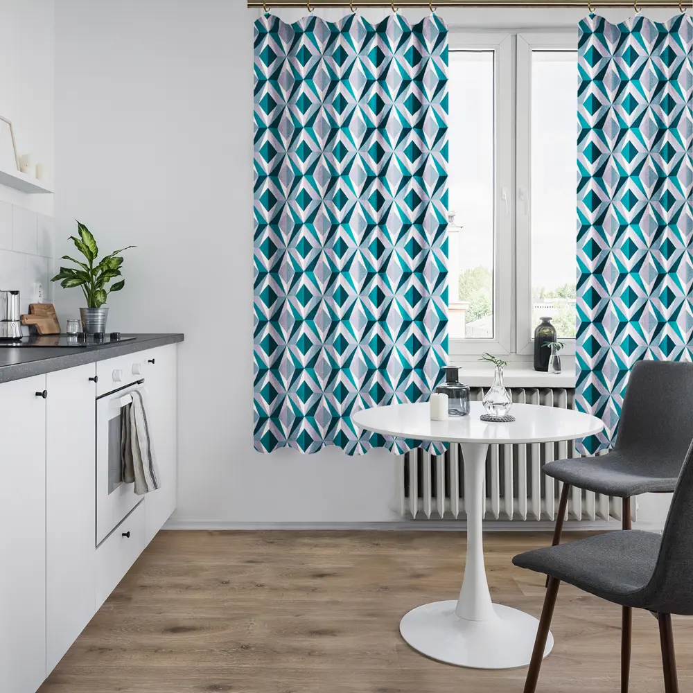 Штора на ленте для кухни «Ромбы» 145x180 см цвет мультиколор LINEN WAY STLM-2185791 - Вид №4