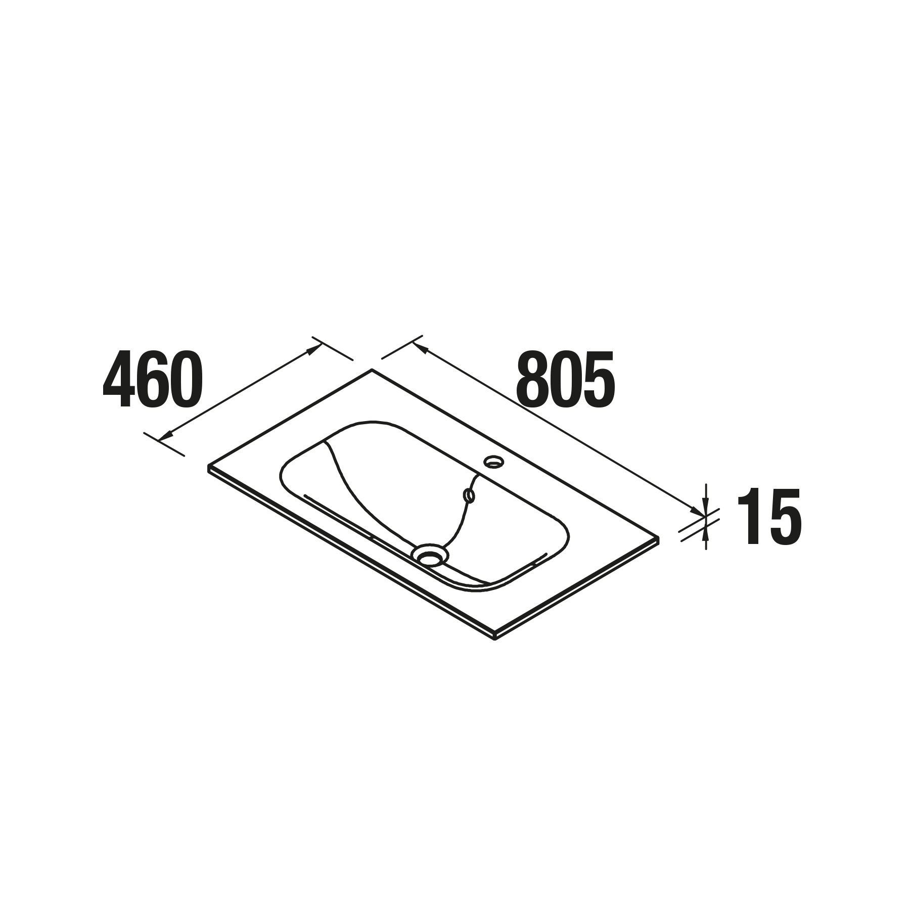 81872 SALGAR Раковина SIBERIA 805 1 раковина MINERAL SOLID 805 x 15 x 460 мм  - Вид №1